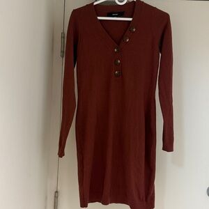 Vero Moda Long Sleeve Brown Dress with Button Detail